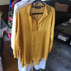 Zara Yellow Polka Dot Blouse